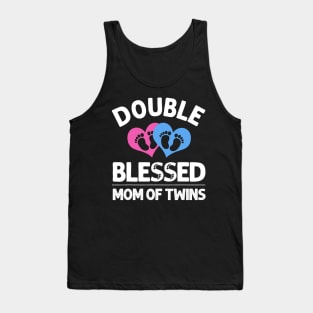 Funny New Mom Of Twins Gift For Women Mother Announcement Tank Top